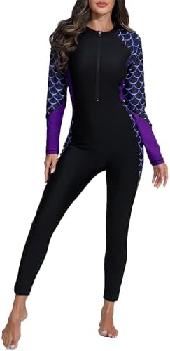 SEYUTWET Women's Full Body Rash Guard One Piece Front Zip Swimsuit